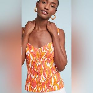Anthropologie Banana Print Corset Top